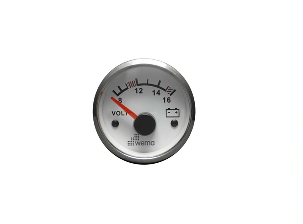 WEMA Voltmeter analog 8-16V SL-hvit